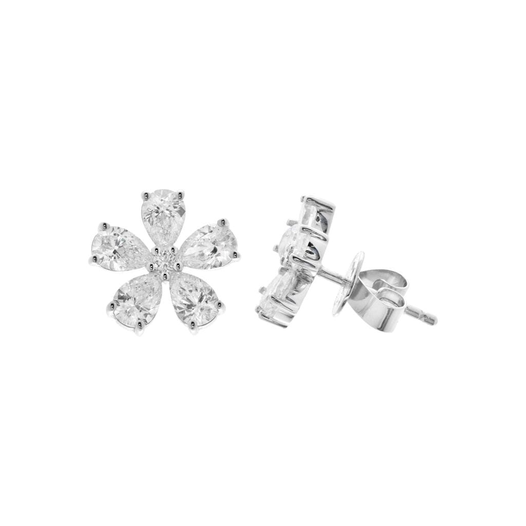 White Gold and 1.95ctw Diamond Floral Stud Earrings