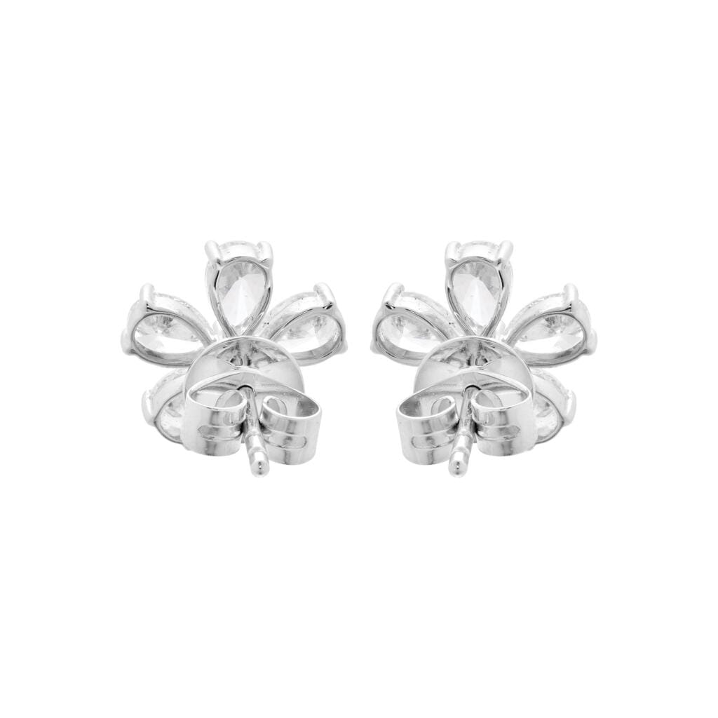 White Gold and 1.95ctw Diamond Floral Stud Earrings