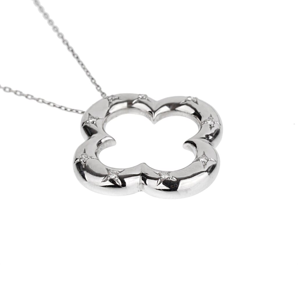 White Gold and Diamond Alhambra Pendant Necklace