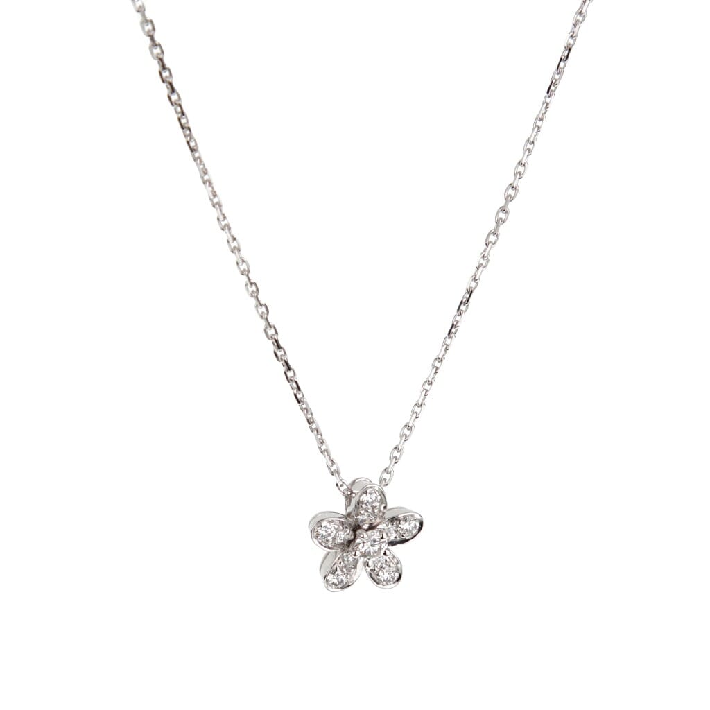 White Gold and Diamond Socrate Flower Pendant Necklace