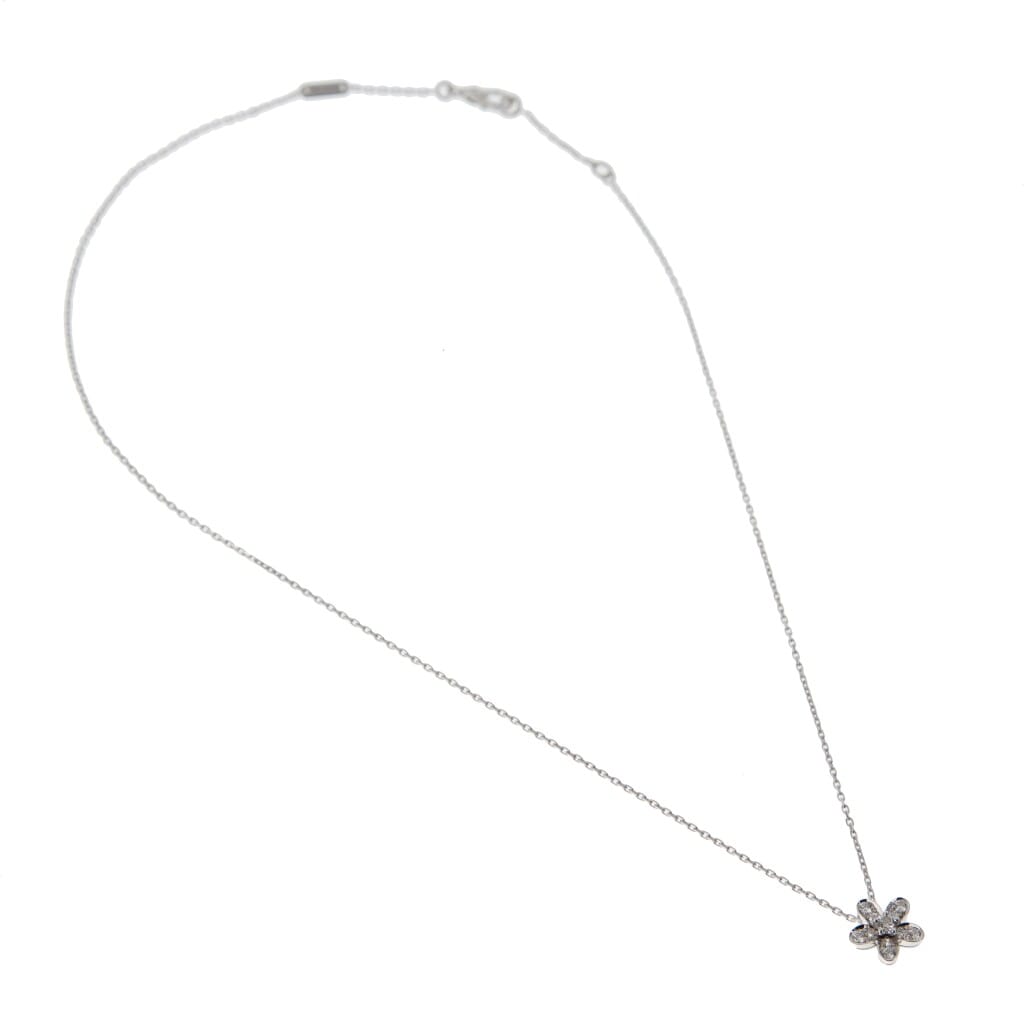 White Gold and Diamond Socrate Flower Pendant Necklace