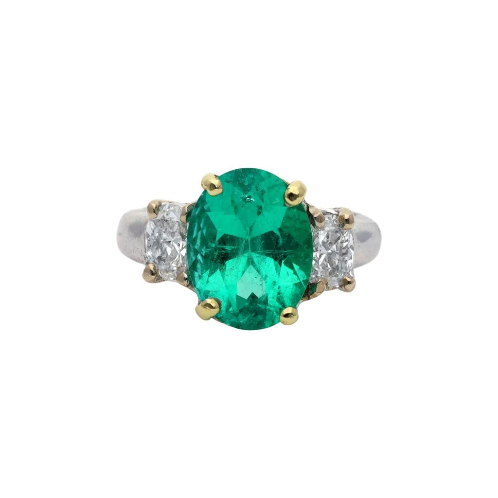 White Gold, Gold, 4.00ct Colombian Emerald and Diamond Ring