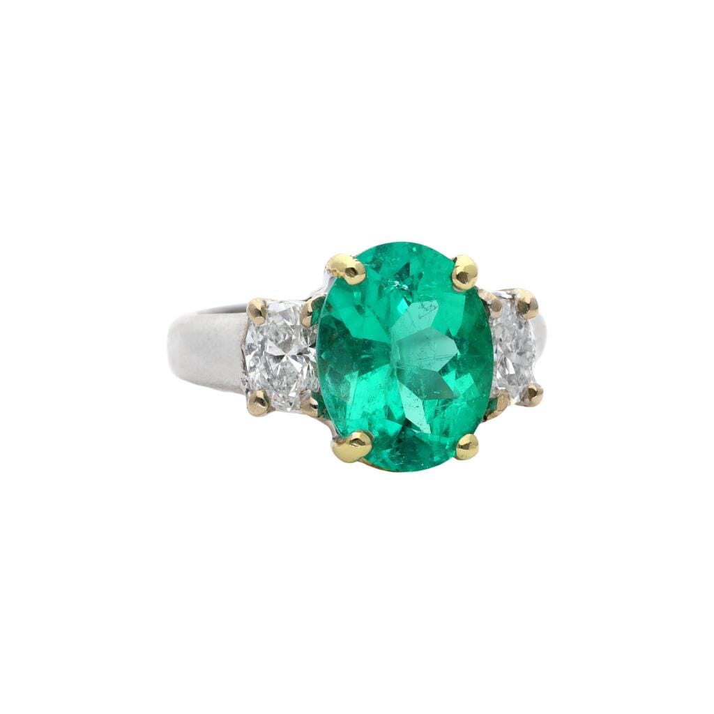 White Gold, Gold, 4.00ct Colombian Emerald and Diamond Ring