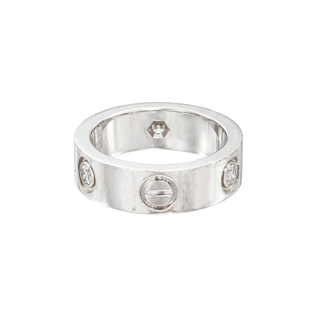 White Gold and 3 Diamond Classic Model Love Band Ring