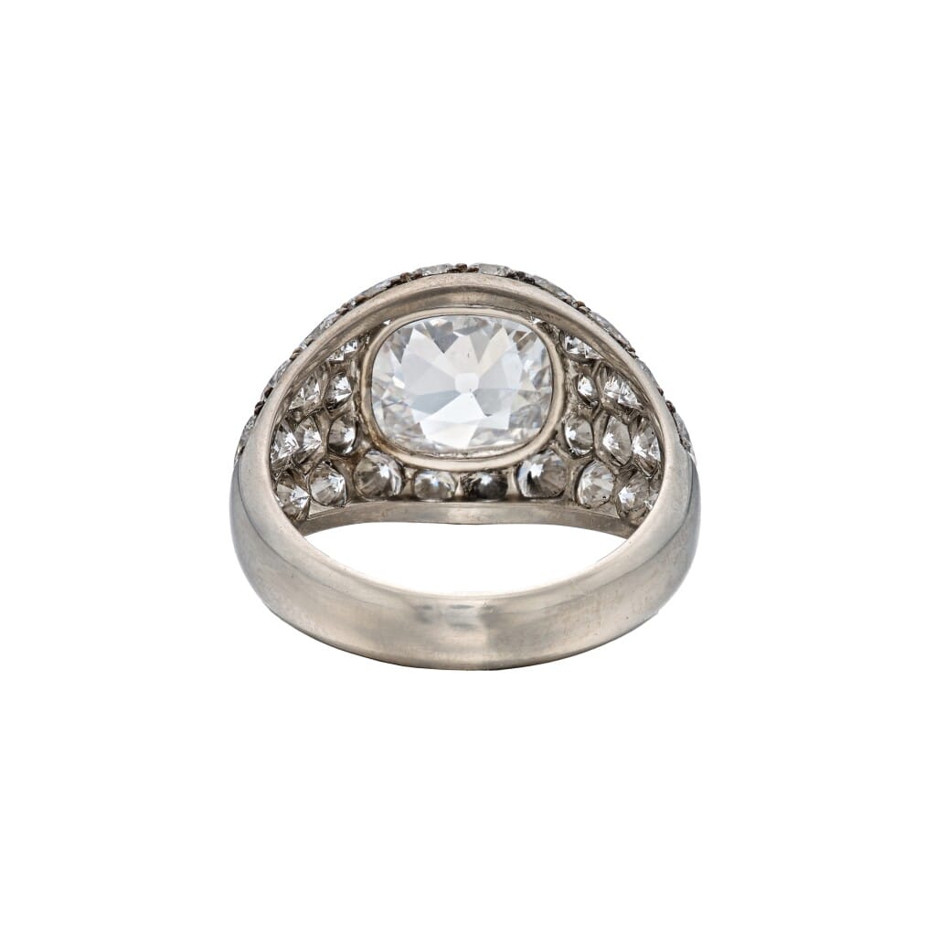 Platinum, 2.22ct Old Mine Cut Diamond and Diamond Ring