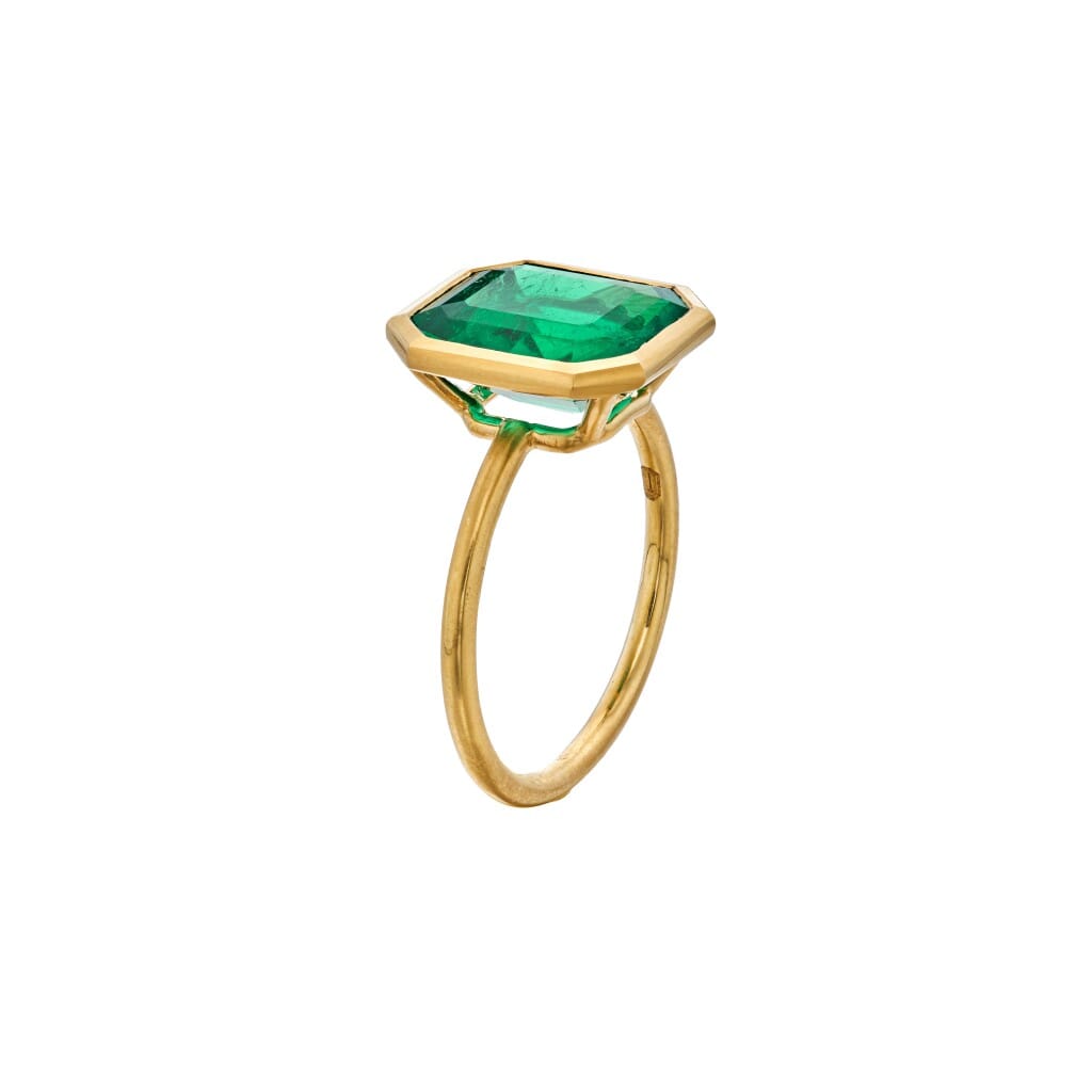 Gold and 3.76 Colombian Emerald Ring