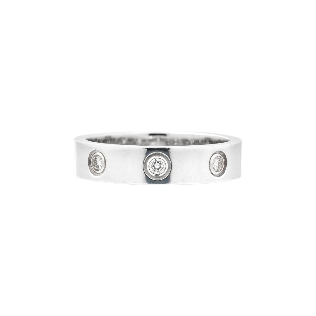White Gold and 8 Diamond Small Model Love Band Ring