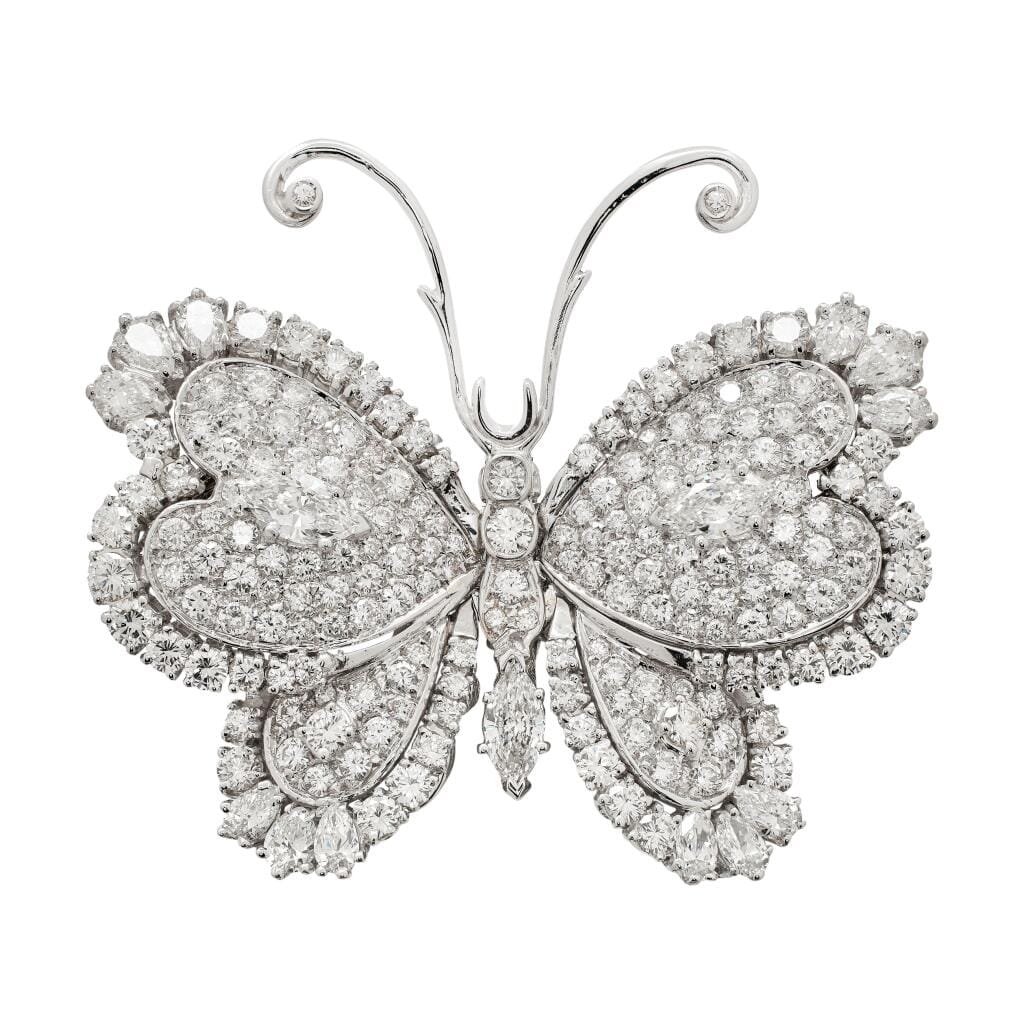 White Gold and Diamond Butterfly Brooch