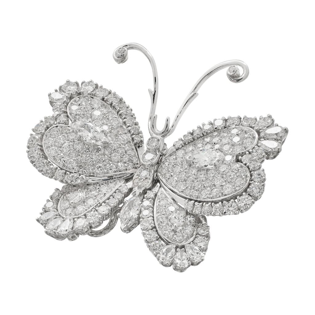 White Gold and Diamond Butterfly Brooch