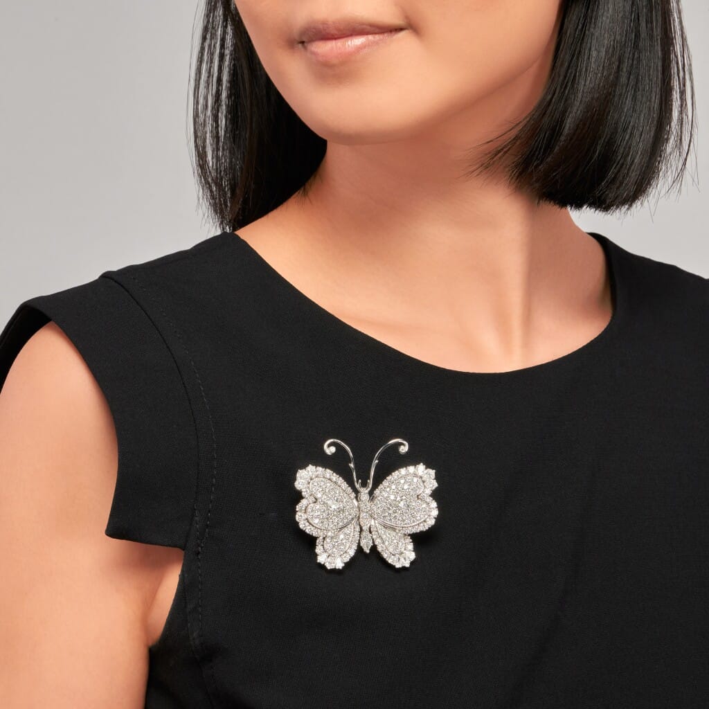 White Gold and Diamond Butterfly Brooch