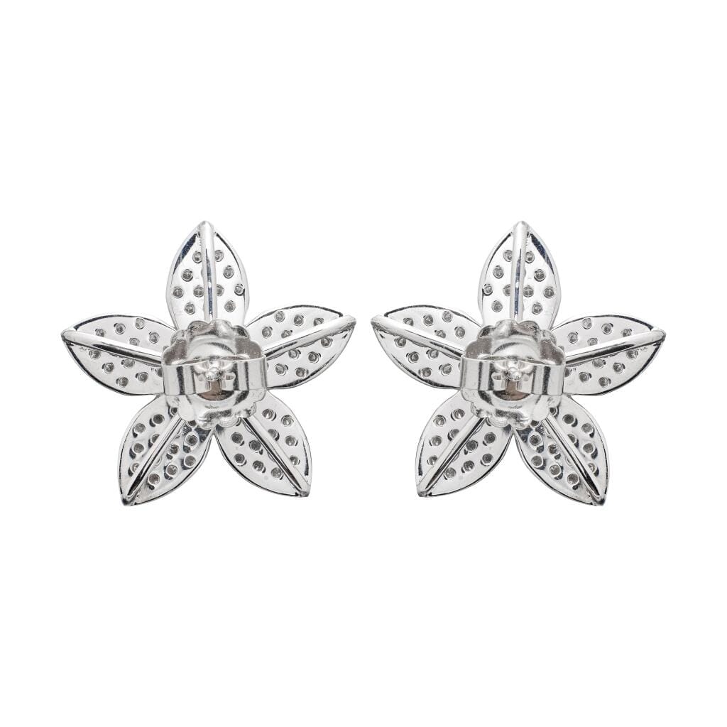 White Gold and Diamond Floral Earrings