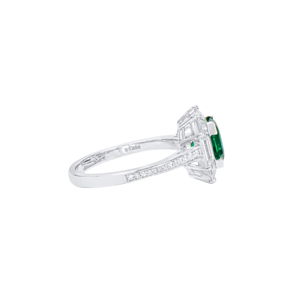 White Gold, 1.85ct Colombian Emerald and Diamond Ring