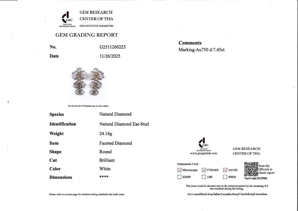 White Gold, Yellow Diamond and Diamond Orchid Earclips