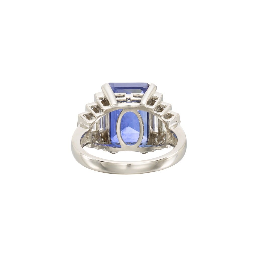 Platinum, 7.06ct Ceylon Sapphire and Diamond Ring