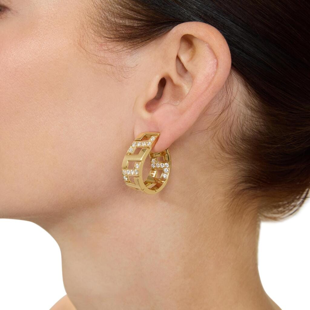 Gold and Diamond Hoop Earclips