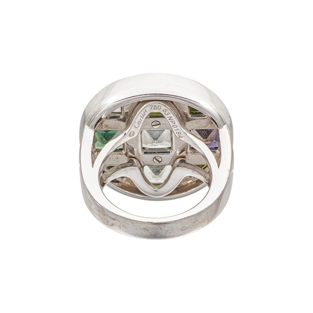White Gold, Colored Gemstone and Diamond Pasha Ring