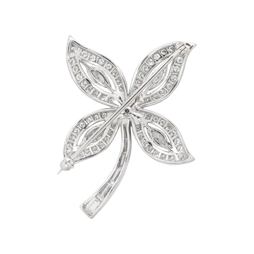 Platinum and Diamond Floral Brooch