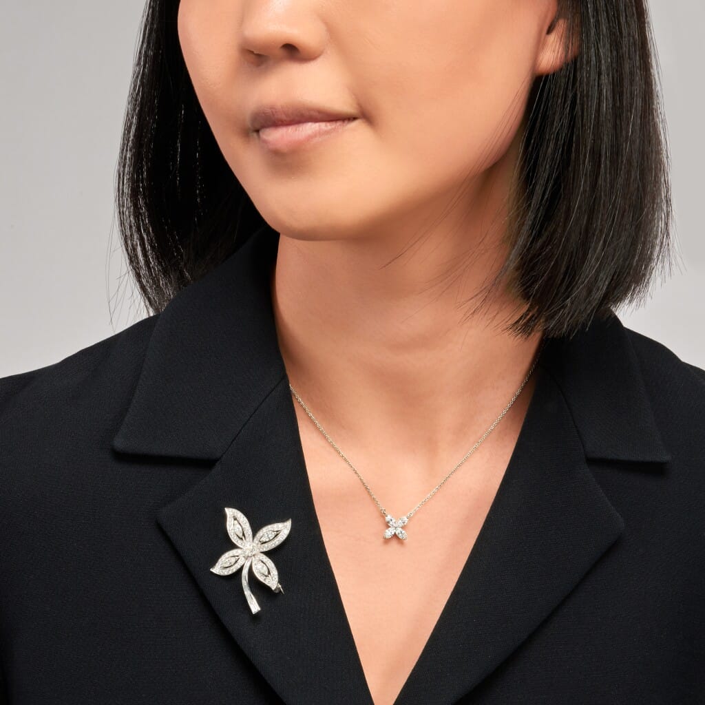 Platinum and Diamond Floral Brooch