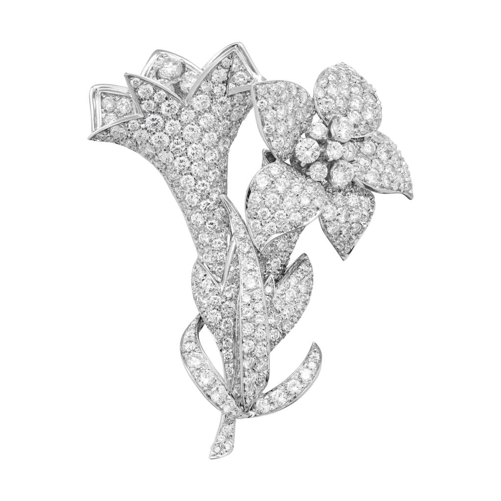 White Gold and Diamond Floral Brooch