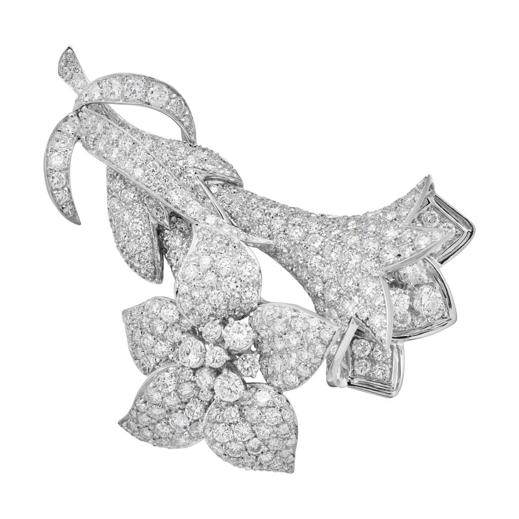 White Gold and Diamond Floral Brooch