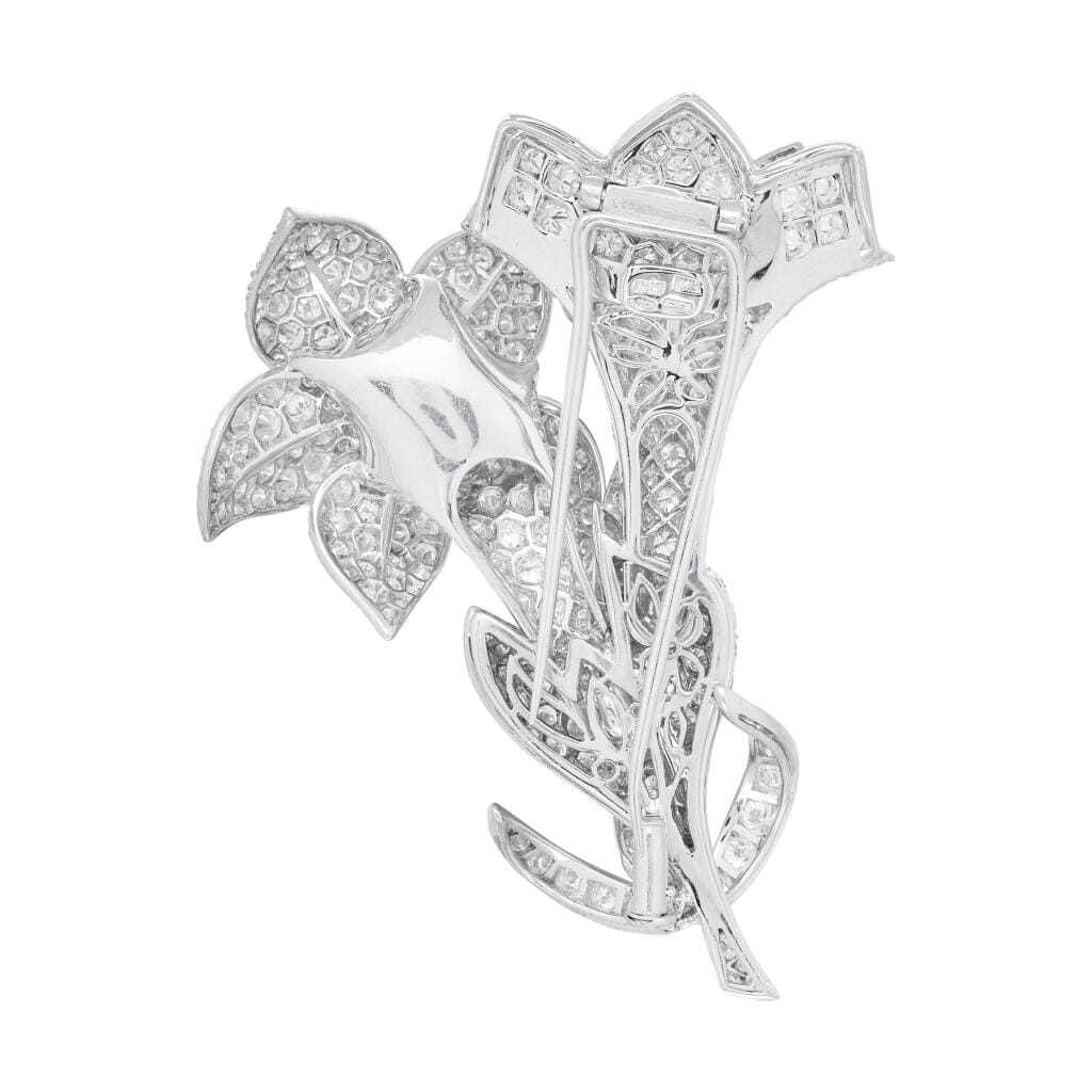 White Gold and Diamond Floral Brooch