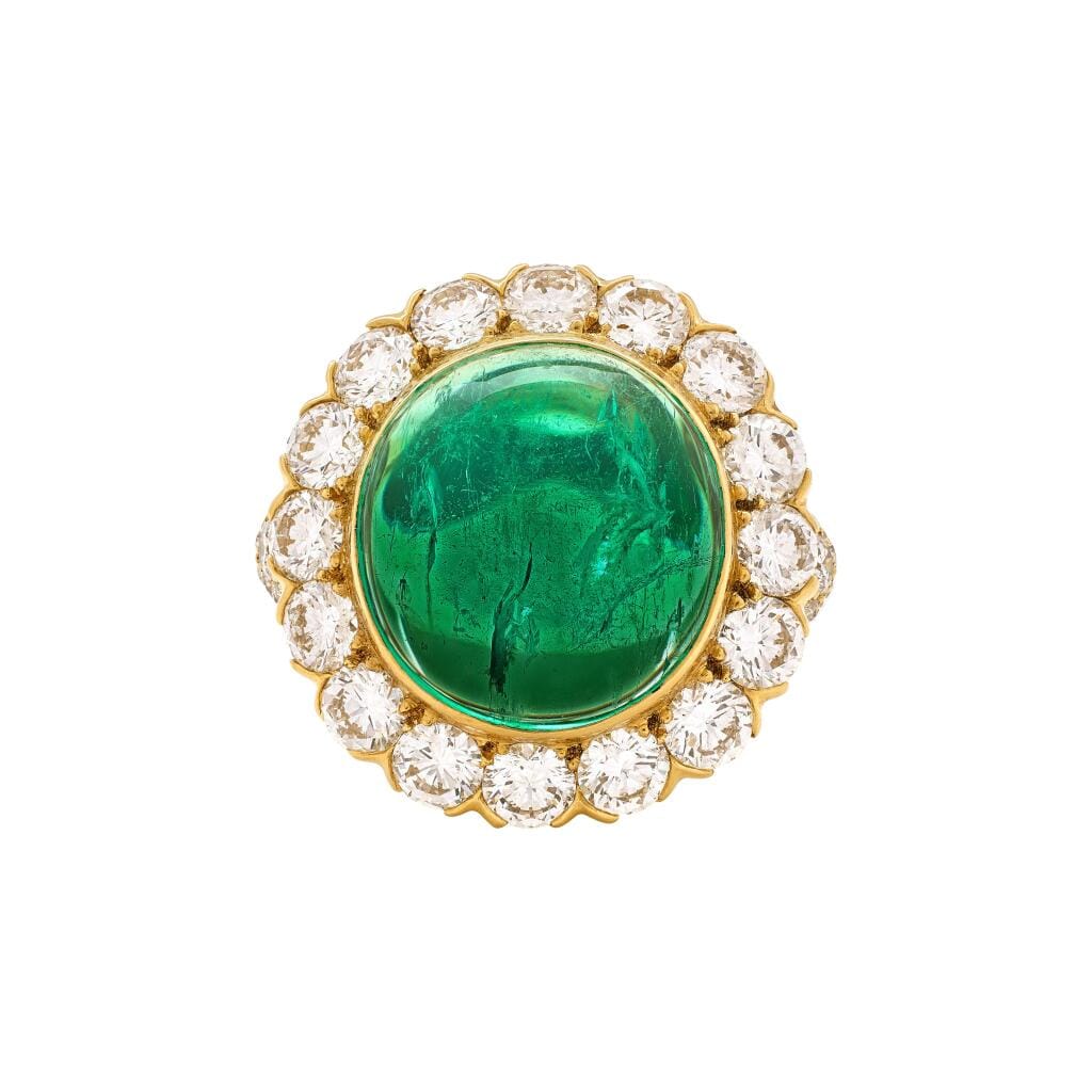 Vintage Gold, 12.60ct Colombian Emerald and Diamond Ring