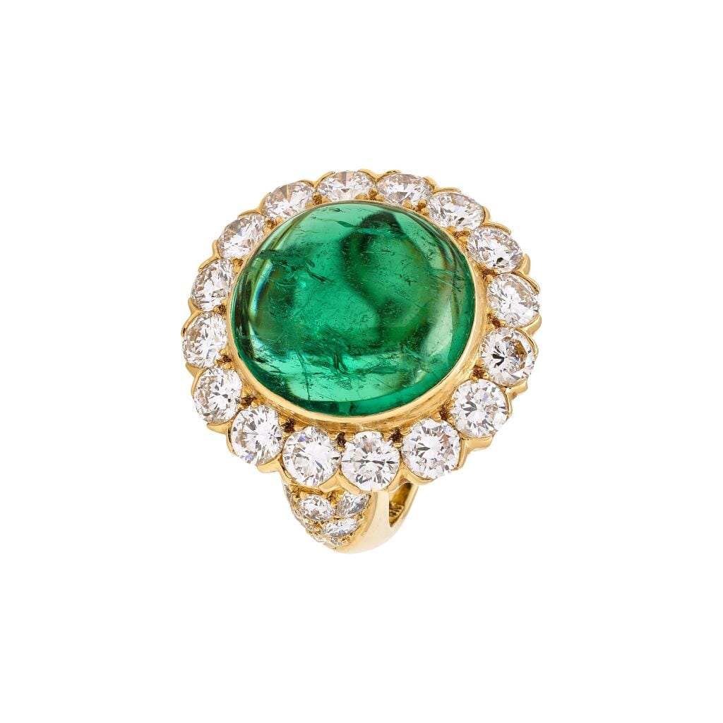 Vintage Gold, 12.60ct Colombian Emerald and Diamond Ring