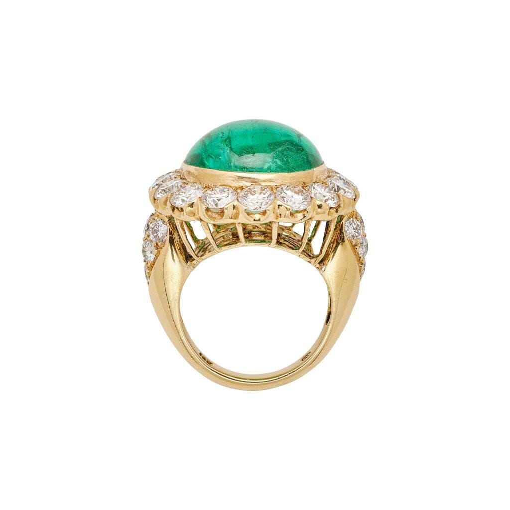 Vintage Gold, 12.60ct Colombian Emerald and Diamond Ring