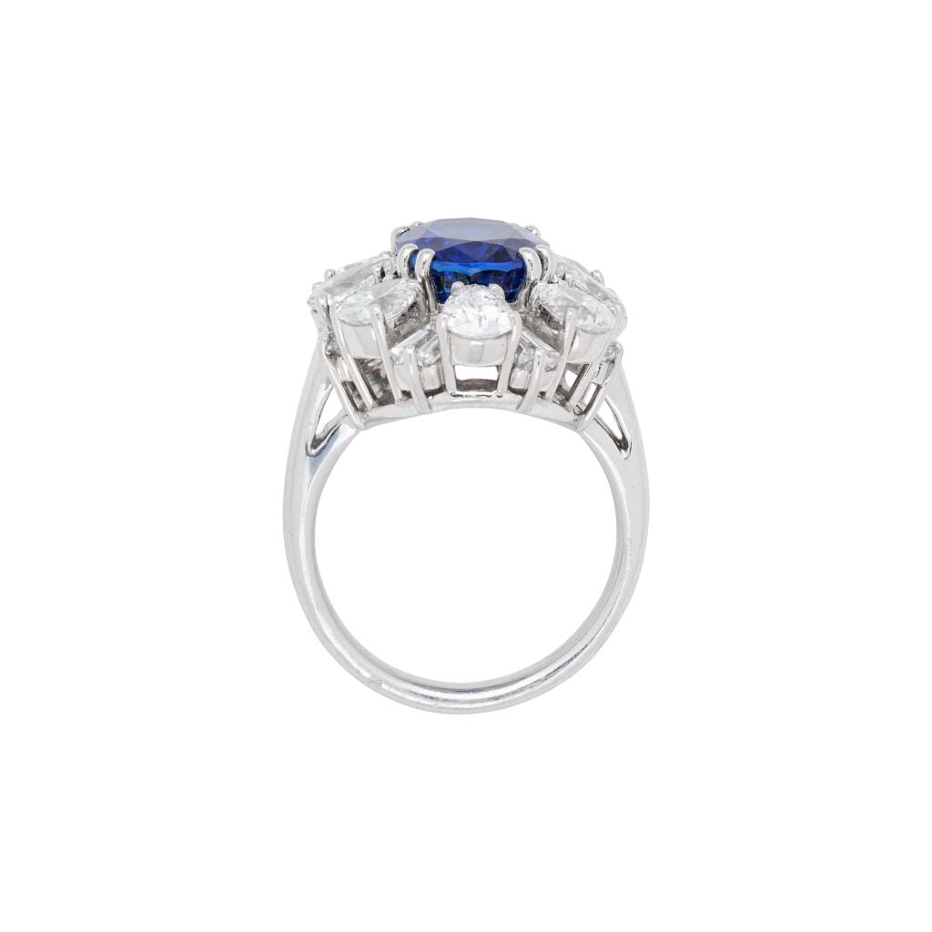 Platinum, 4.02ct Ceylon Sapphire and Diamond Ring