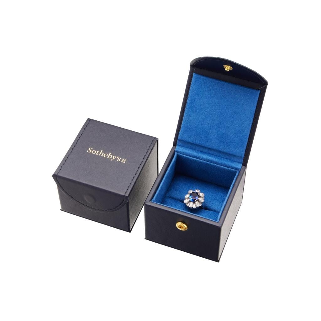 Platinum, 4.02ct Ceylon Sapphire and Diamond Ring