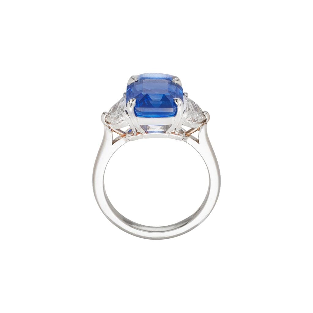 Platinum, 7.62ct Ceylon Sapphire and Diamond Ring