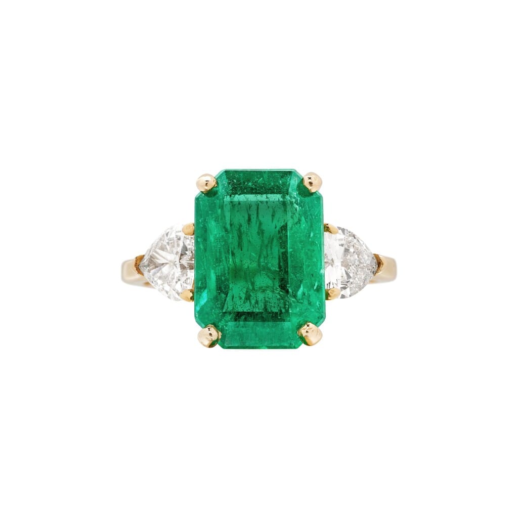 Gold, 5.05ct Zambian Emerald and Diamond Ring