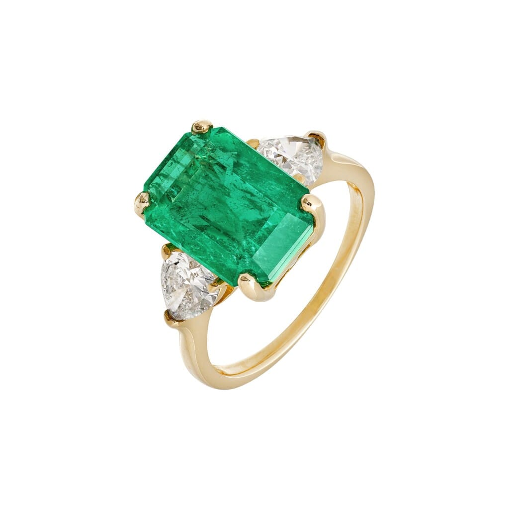 Gold, 5.05ct Zambian Emerald and Diamond Ring