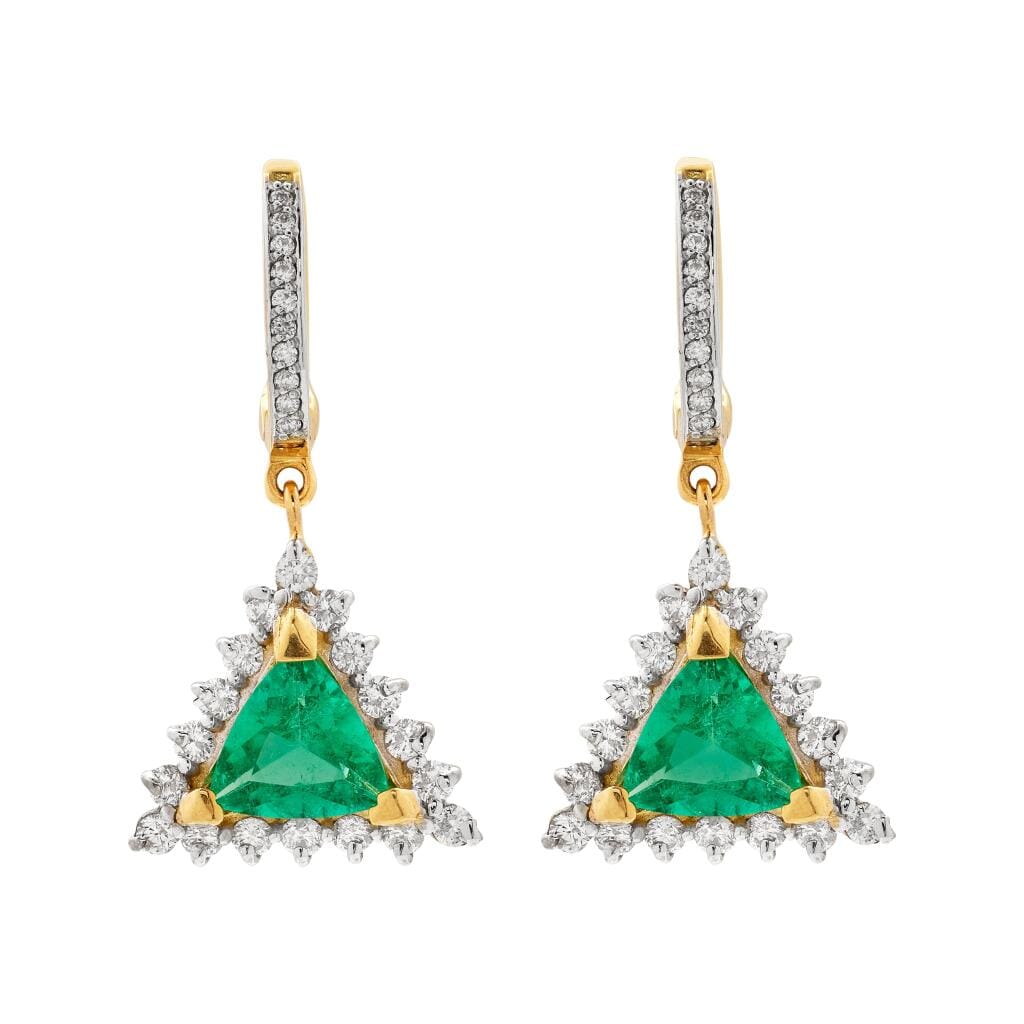 Gold, White Gold, 1.35ctw Emerald and Diamond Earrings