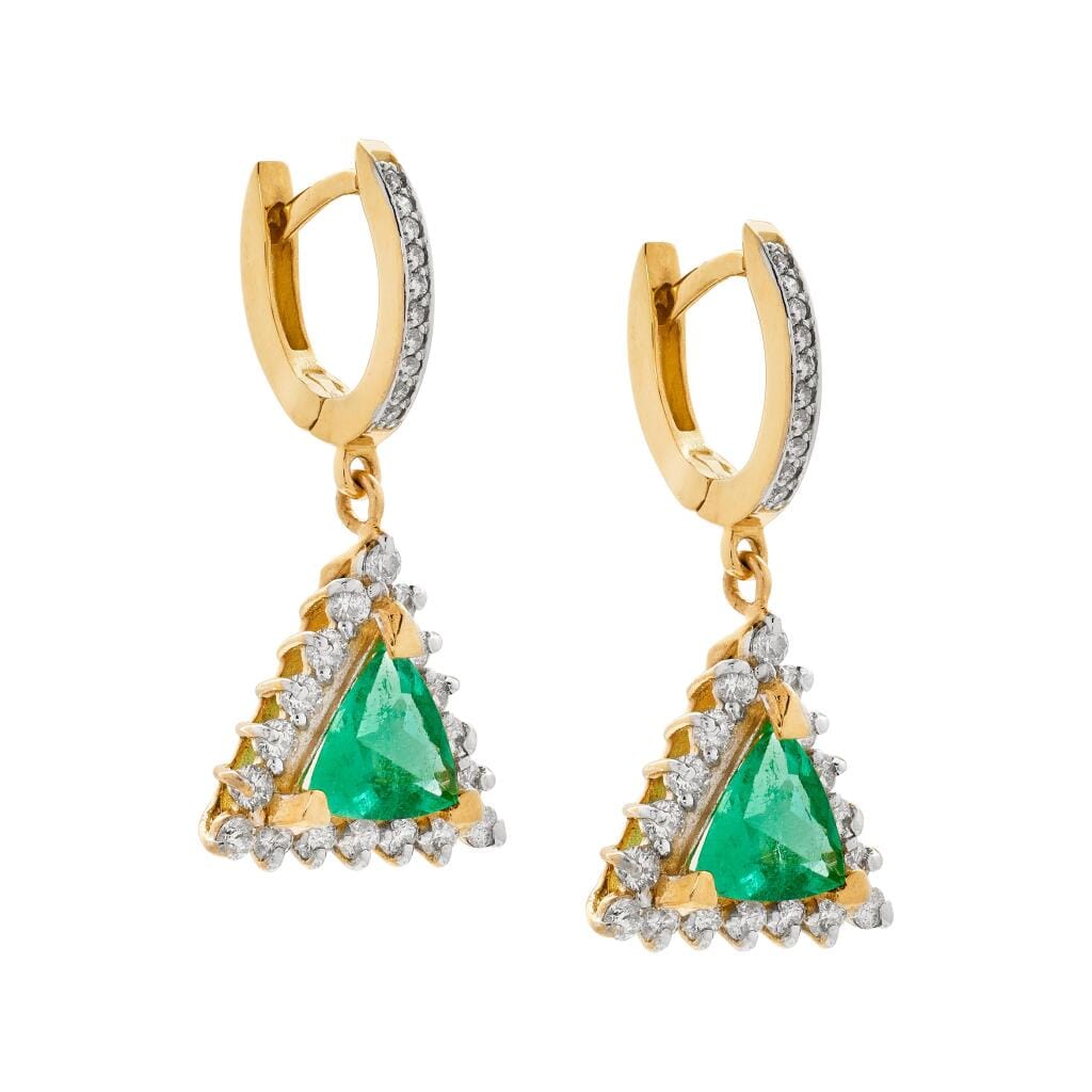 Gold, White Gold, 1.35ctw Emerald and Diamond Earrings
