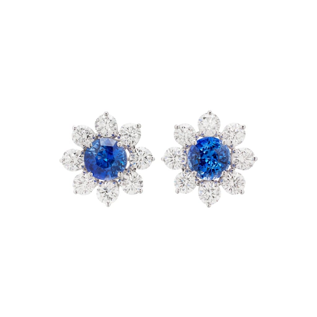 White Gold, 7.52ctw Sapphire and Diamond Stud Earrings