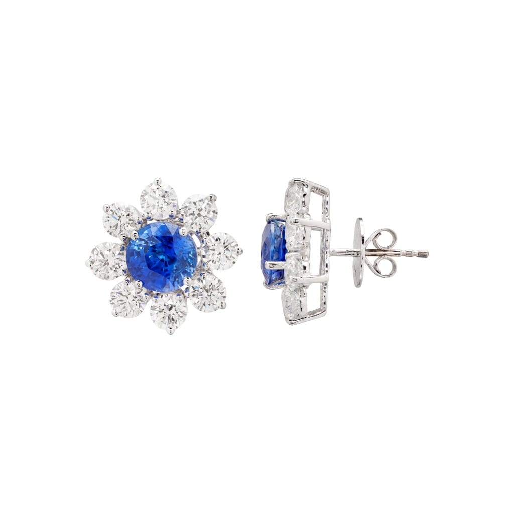 White Gold, 7.52ctw Sapphire and Diamond Stud Earrings