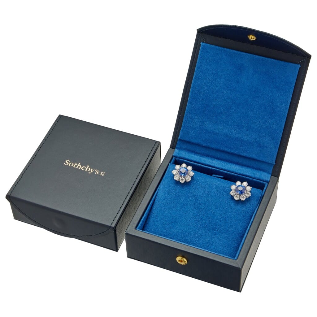 White Gold, 7.52ctw Sapphire and Diamond Stud Earrings