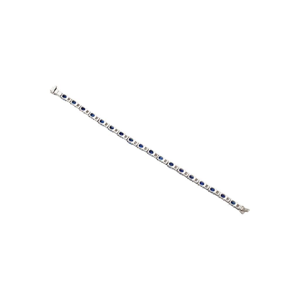 White Gold, 8.88ctw Madagascar Sapphire and Diamond Tennis Bracelet