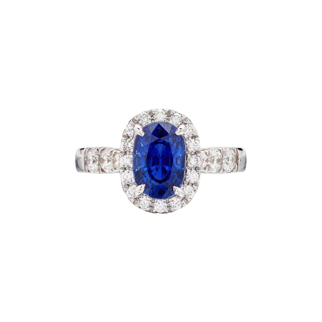 White Gold, 3.17ct Ceylon Royal Blue Sapphire and Diamond Ring