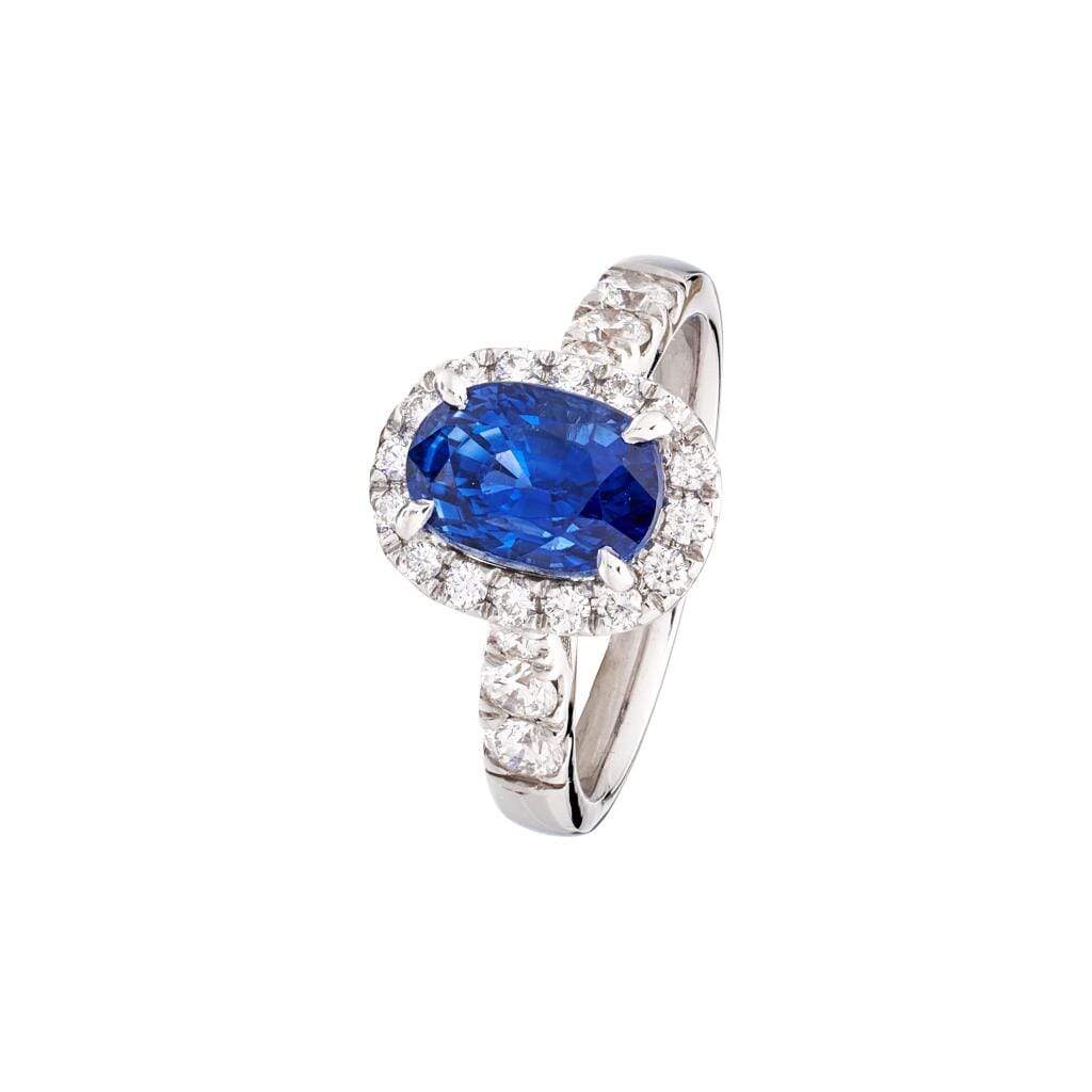 White Gold, 3.17ct Ceylon Royal Blue Sapphire and Diamond Ring