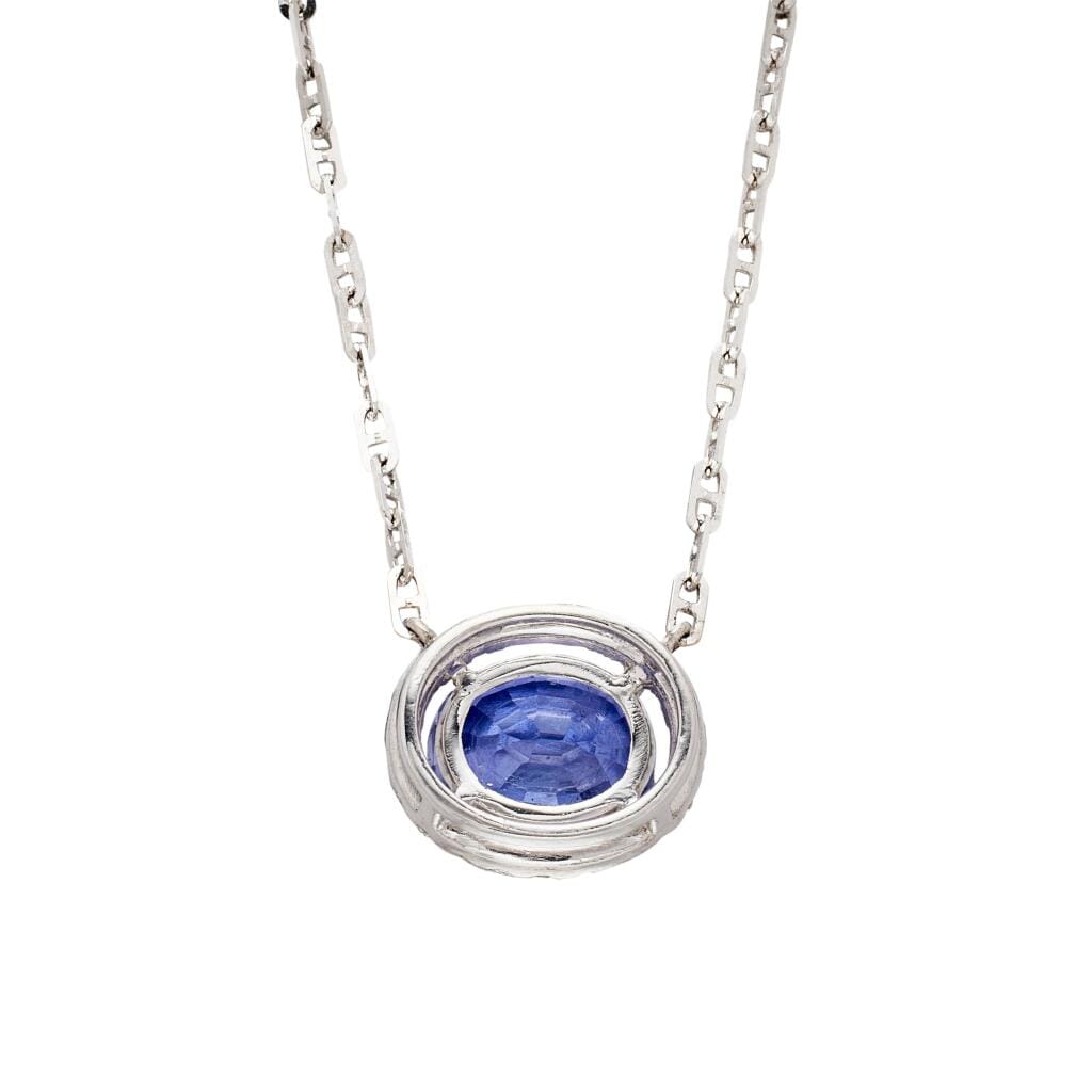 White Gold, 1.77ct Ceylon Violet Sapphire and Diamond Pendant Necklace