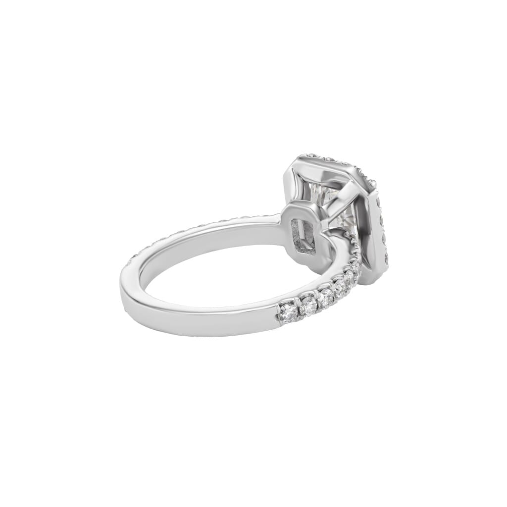 Platinum, 3.11ct Radiant Cut Diamond and Diamond Engagement Ring