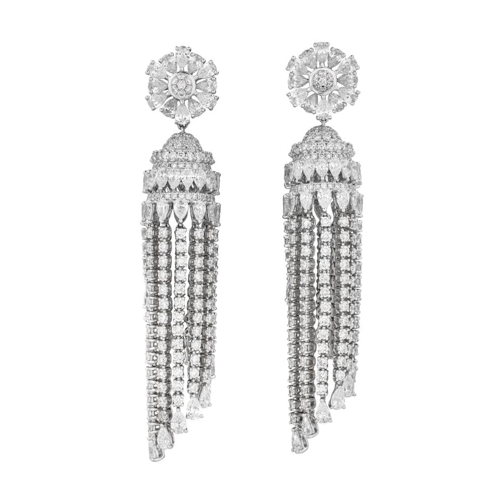 White Gold and Diamond Chandelier Earrings