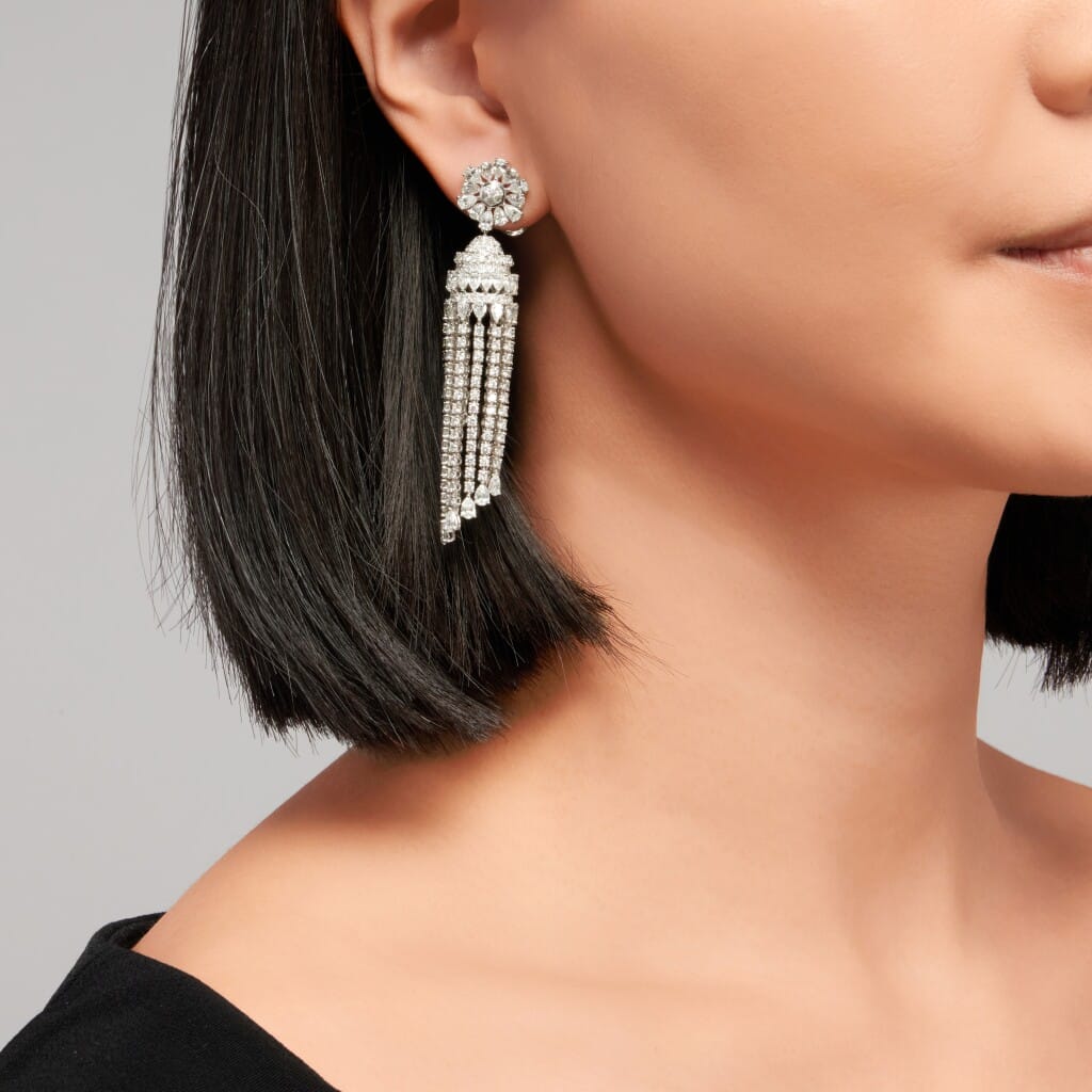 White Gold and Diamond Chandelier Earrings