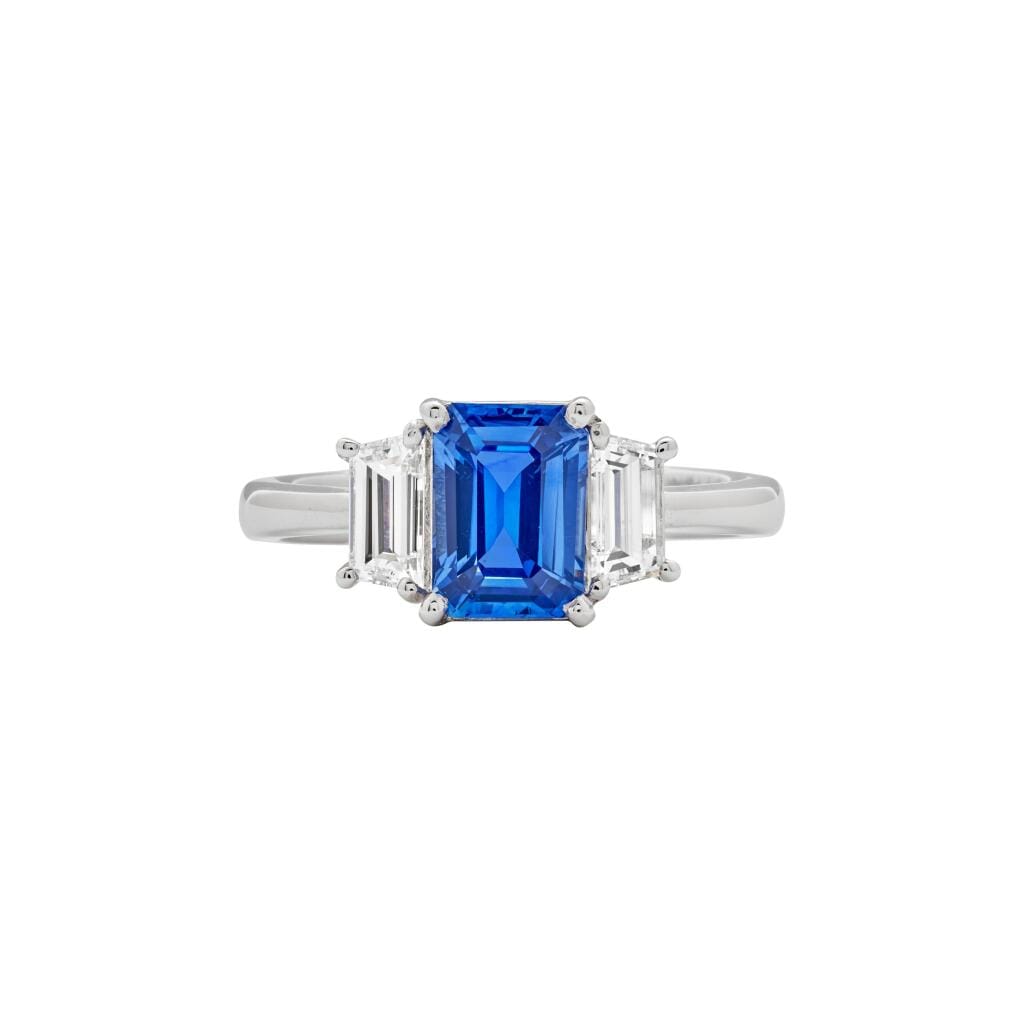 White Gold, 1.62ct Ceylon Sapphire and Diamond Ring