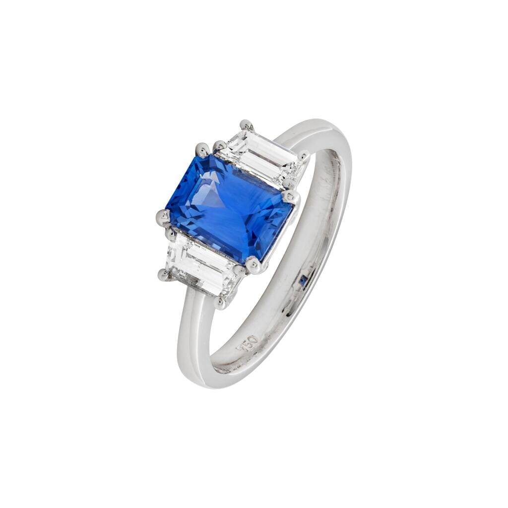 White Gold, 1.62ct Ceylon Sapphire and Diamond Ring