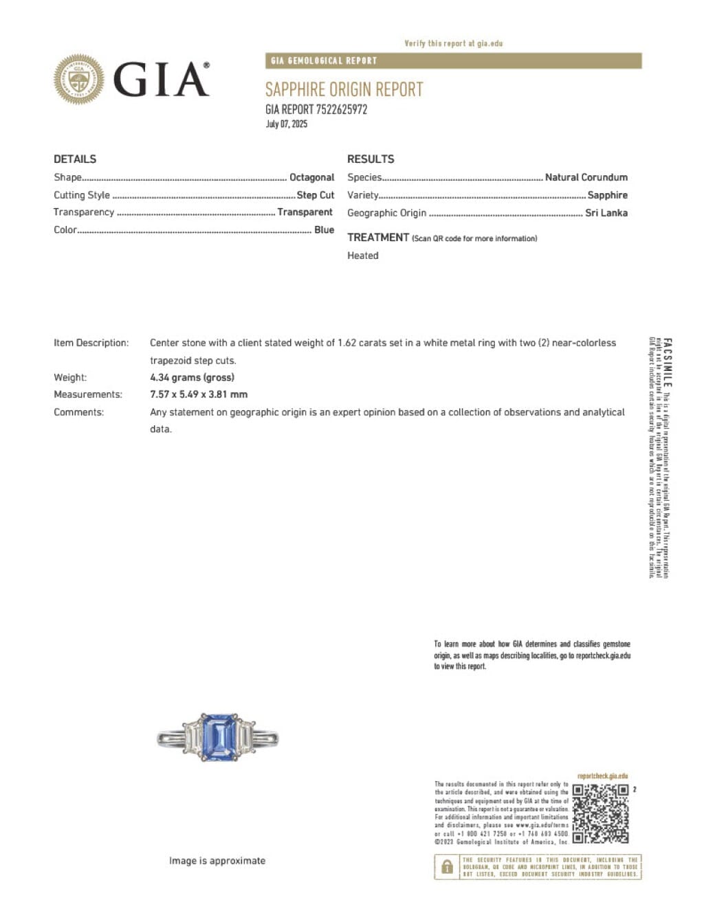 White Gold, 1.62ct Ceylon Sapphire and Diamond Ring
