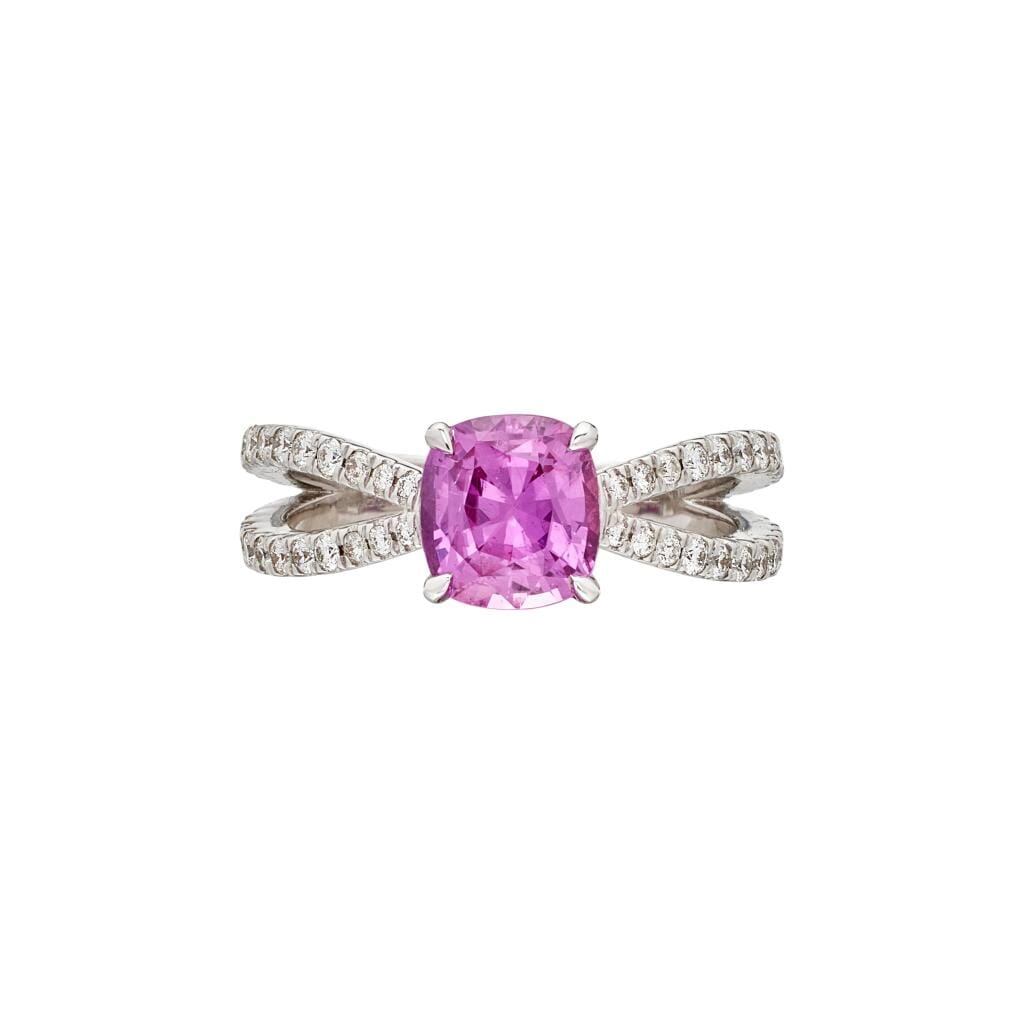 White Gold, 1.85ct Ceylon Pink Sapphire and Diamond Ring