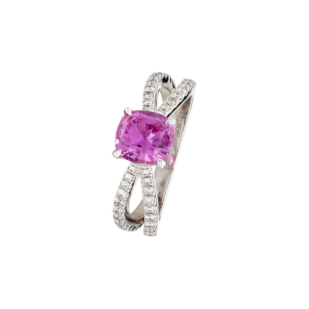 White Gold, 1.85ct Ceylon Pink Sapphire and Diamond Ring